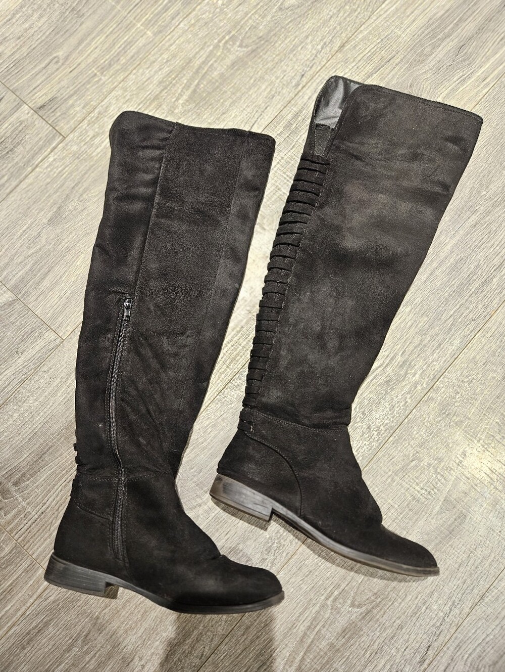 Black Over-the-Knee Lace Up Black Zip Side Xoxo Tobi Riding Boots 7.5